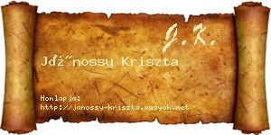 Jánossy Kriszta névjegykártya